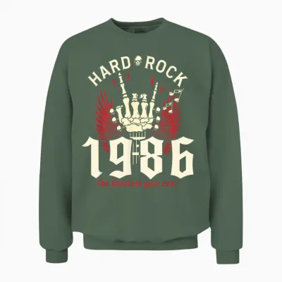 40 Years Vintage Rocker 40th Birthday 1986 Unisex Sweatshirt - Military Green