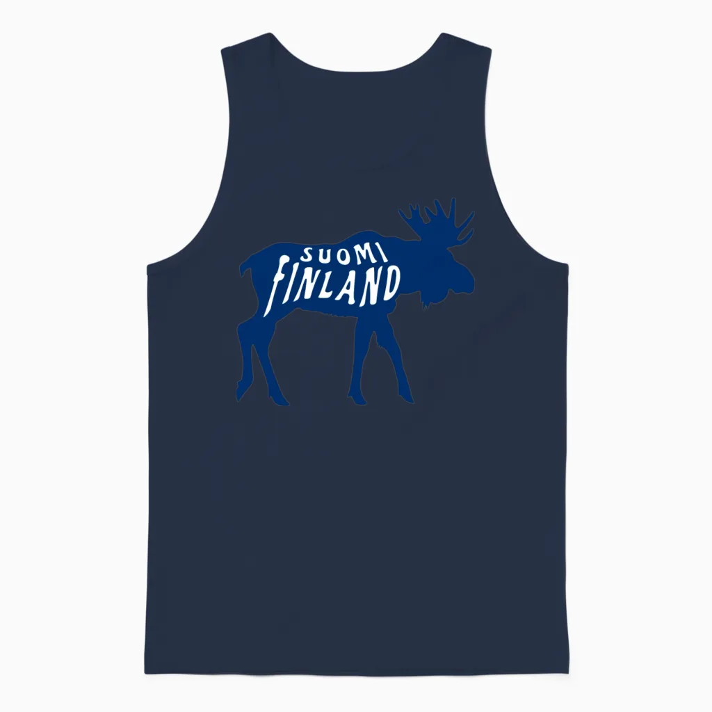 Suomi Finland Moose Unisex Tank Top in Navy
