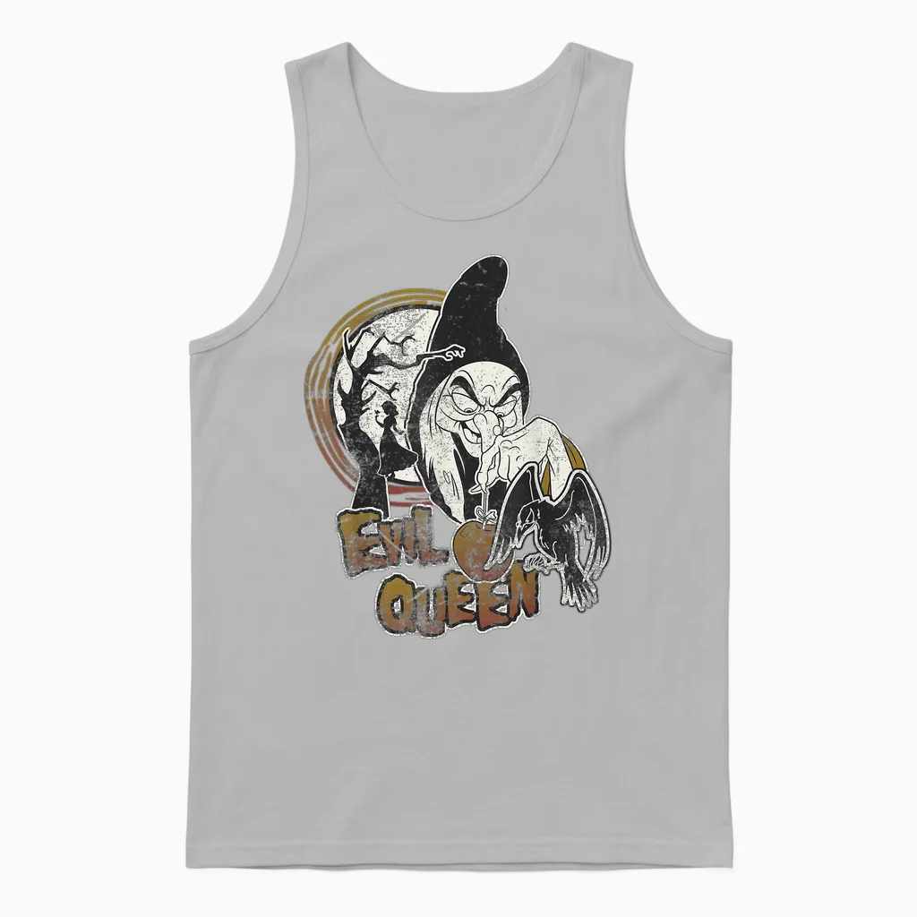 Disney Snow White Witch Poison with Apple Graphic T-Shirt, Black, S Unisex Tank Top in Ash