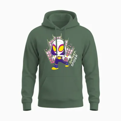 Kids Marvel Spidey and His Amazing Friends Web-Spinners Gwen Unisex Hoodie - Military Green