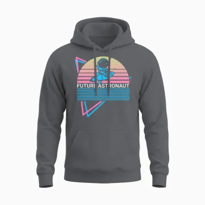 Astronaut Retro Unisex Hoodie - Charcoal