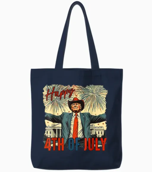 Funny Trump Happy 4th of July Independence Day Tote Bags - Navy