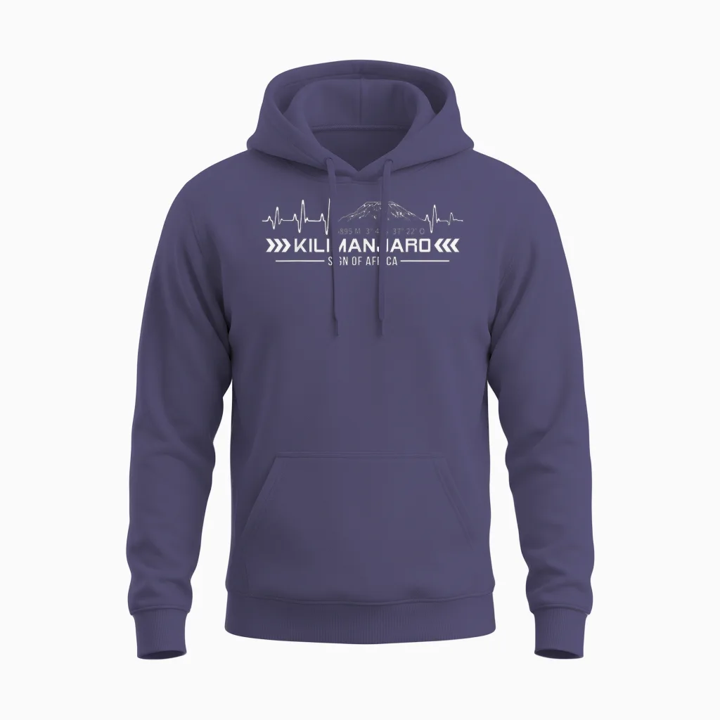 Kilimanjaro Kilimandscharo Kibo Afrika Berggipfel Herzschlag Unisex Hoodie in Heather Sport Dark Navy