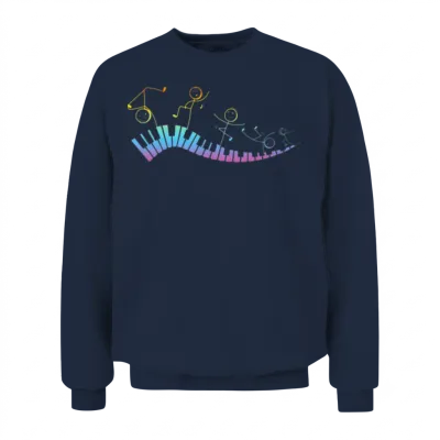 Piano Keyboard - Funny Piano Stick Figure Keyboard Unisex Sweatshirt - Navy