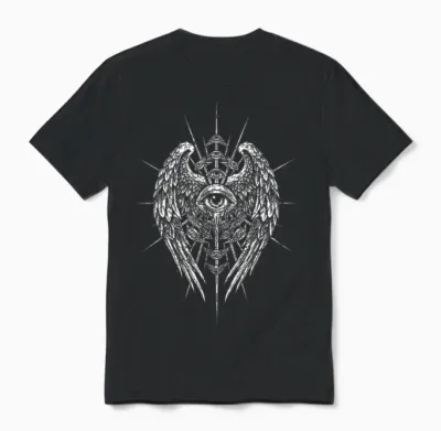 Seraphim Biblischer Engel Sehendes Auge Esoterik Christian Unisex T-Shirt - Black