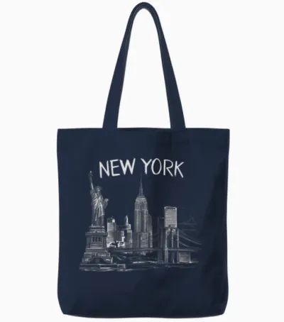 New York Gift Men Women Ny City Holiday Vintage T-Shirt, Black, S Tote Bags - Navy