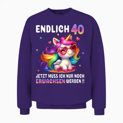 40th Birthday Gifts Woman 40 Years Unicorn Party Outfit Unisex Sweatshirt - Purple