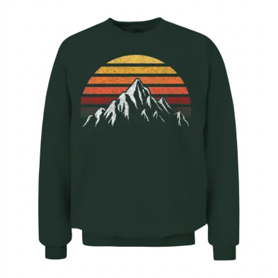 Retro Sunset Mountain Unisex Sweatshirt - Forest