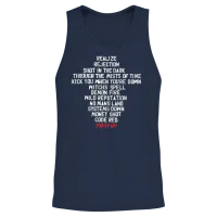 Ac/dc Logo Design with Power Up Tracks Backprint Unisex Tank Top - Navy – 2