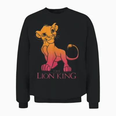 Disney the Lion King Simba Gradient Portrait T-Shirt, Black, S Unisex Sweatshirt - Black