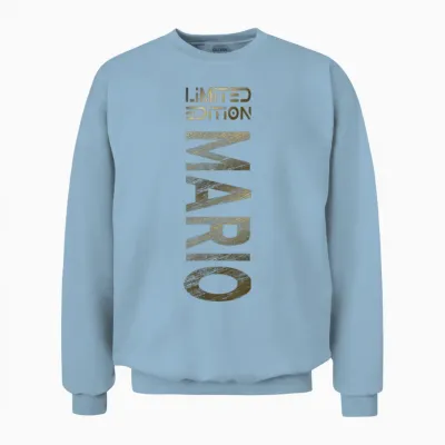 Mario Name First Name Boy Man Birthday T-Shirt, Black Unisex Sweatshirt - Light Blue
