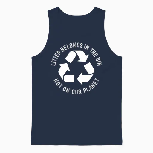 No Littering Anti Littering Earth Day Unisex Tank Top in Navy
