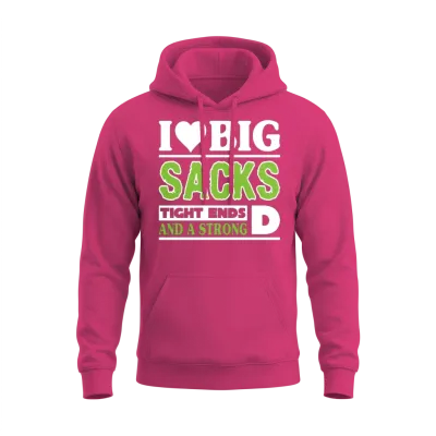 Heart Big Sacks Tight Ends Strong D Funny Unisex Hoodie - Heliconia