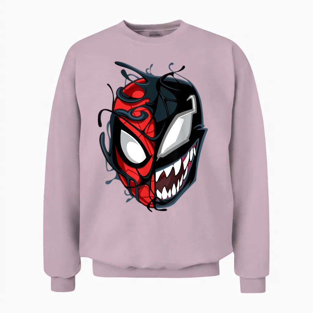 Marvel Spider-Man Maximum Venom Spider-Man Big Face Unisex Sweatshirt in Light Pink