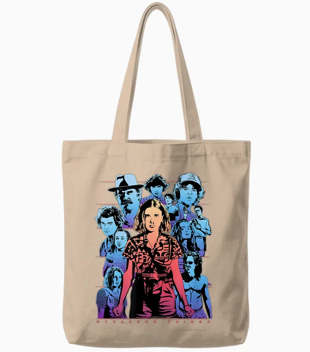 Stranger Things Group Shot Populous Gazing Tote Bags in Natural