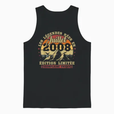 Vintage Juillet 2008 Cadeau Anniversaire 18 Ans Garçons Unisex Tank Top - Black