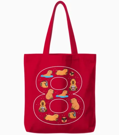 8. Geburtstag 8 Jahre Alt Capybara Jungen Mädchen Tier Tote Bags - Red