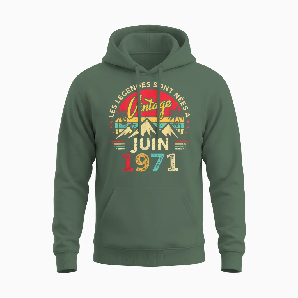 1971 Déco Drôle Cadeau Unisex Hoodie in Military Green