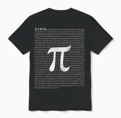 Symbole Pi Avec Chiffres Unisex T-Shirt - Black