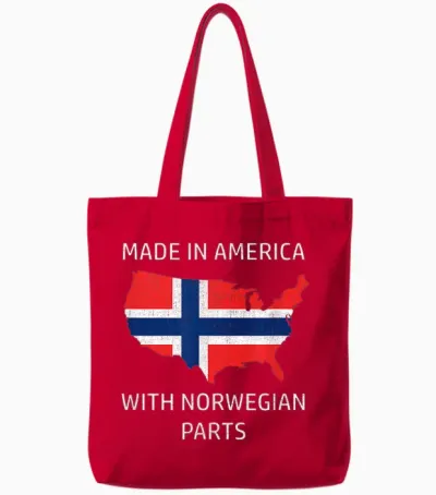 Made in America with Norwegian Parts - Norway and Usa Pride Tote Bags - Red