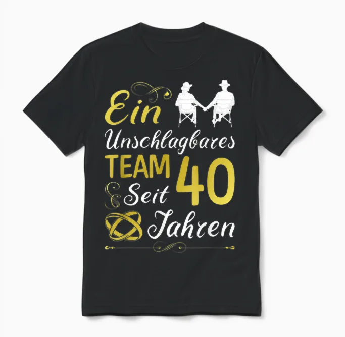 40 Jahre Verheiratet 40. Hochzeitstag Rubinhochzeit Unisex T-Shirt in Black