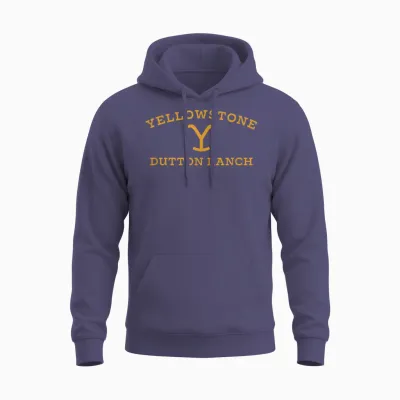 Yellowstone Large Gold Dutton Ranch Logo Unisex Hoodie - Heather Sport Dark Navy
