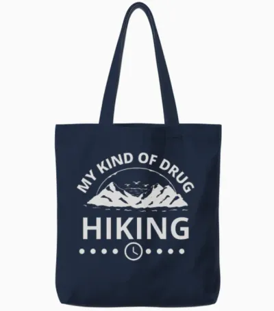 Hiking Is My Kind of Drug Tote Bags - Navy