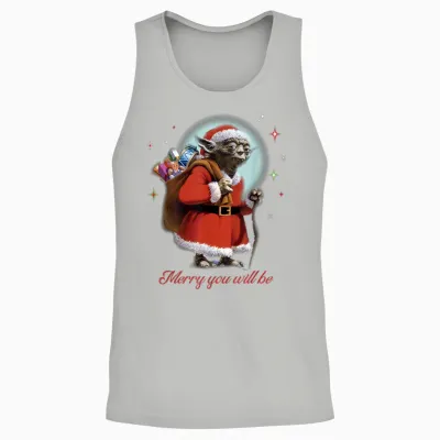 Star Wars Santa Yoda Merry You Will Be Unisex Tank Top - Ash