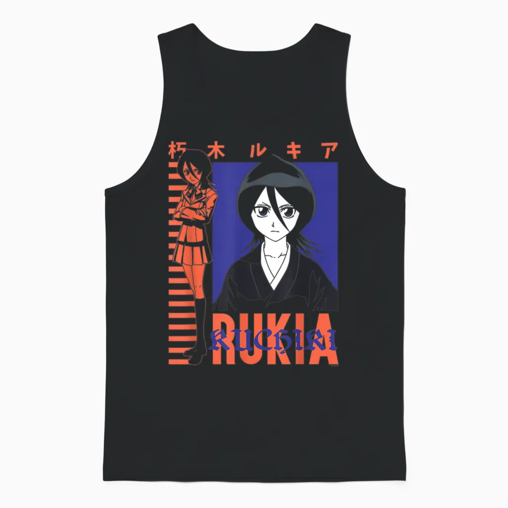 Bleach Rukia Color Block Collage Classic Anime Unisex Tank Top in Black