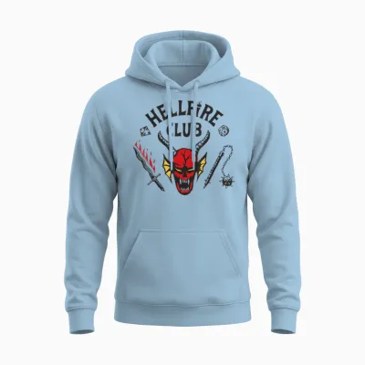 Stranger Things 4 Hellfire Club Logo Unisex Hoodie - Light Blue