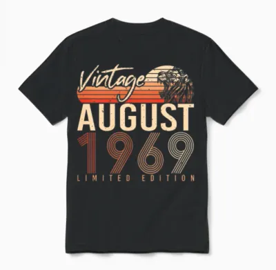 1969 August Retro Unisex T-Shirt - Black