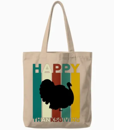 Happy Thanksgiving Vintage Retro Tote Bags - Natural