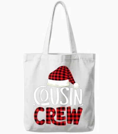 Cousin Crew Family Group Matching Christmas Pajama Party Tote Bags - White