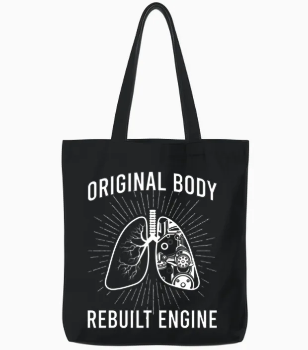 Rebuilt Lung Transplant Survivor Lung Transplant Tote Bags in Black