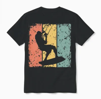 Kitesurfing Retro Unisex T-Shirt - Black