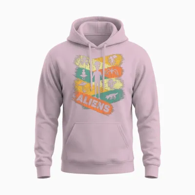 Retro Alien Unisex Hoodie - Light Pink