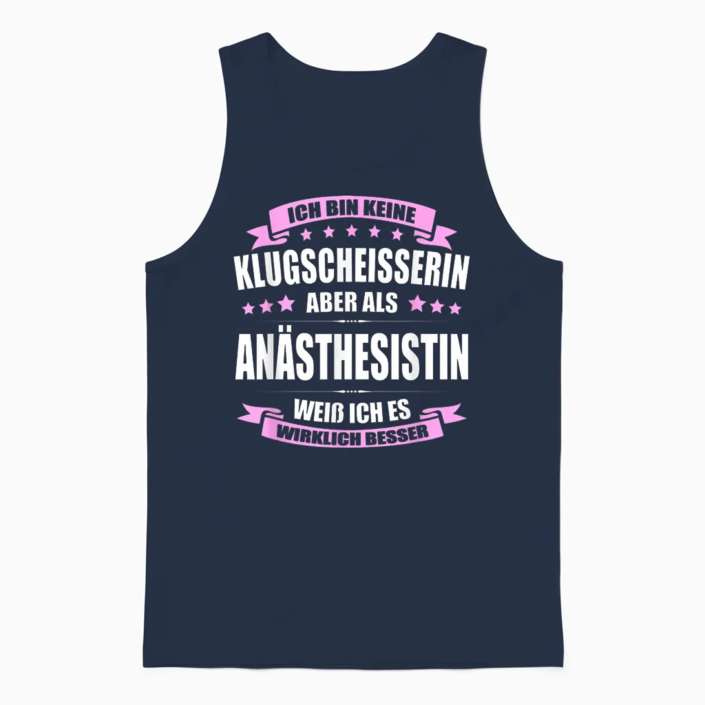 Ich Bin Keine Klugscheisserin Anästhesistin Anästhesie Unisex Tank Top in Navy