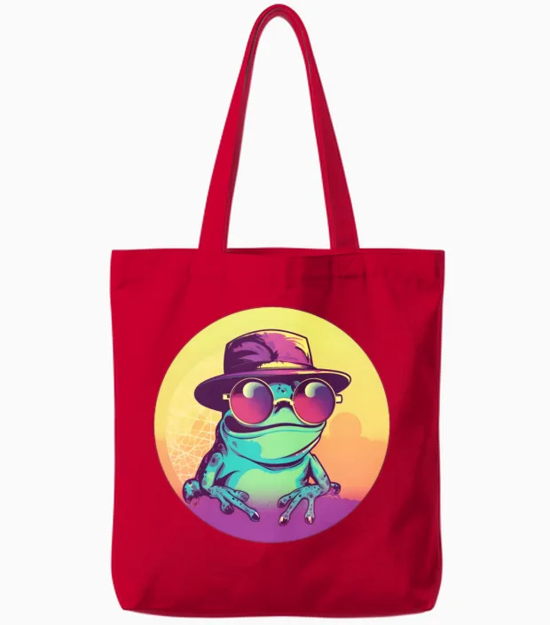 Retro Frog Lovers Design Reptiles & Exotics Gift Tote Bags - Red