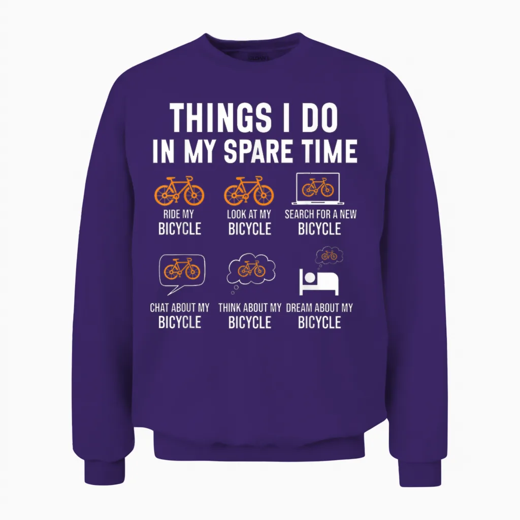 Funny Cycling Bicycle Rider Road Bike Racer Cyclist Joke Unisex Sweatshirt in Purple