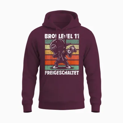 Bro! Level 11 Unlocked 11th Birthday Video Gamer Boy Unisex Hoodie - Maroon