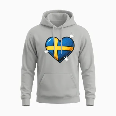 Schwedische Flagge Herz Damen Herren Kinder Gelb & Blau Schweden Unisex Hoodie - Ash