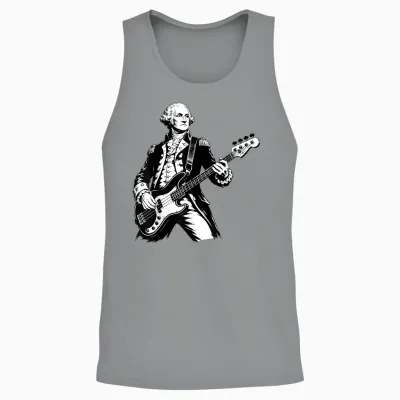 George Washington Playing Bass Guitar, 250 Years 4th of July Unisex Tank Top - Sport Grey