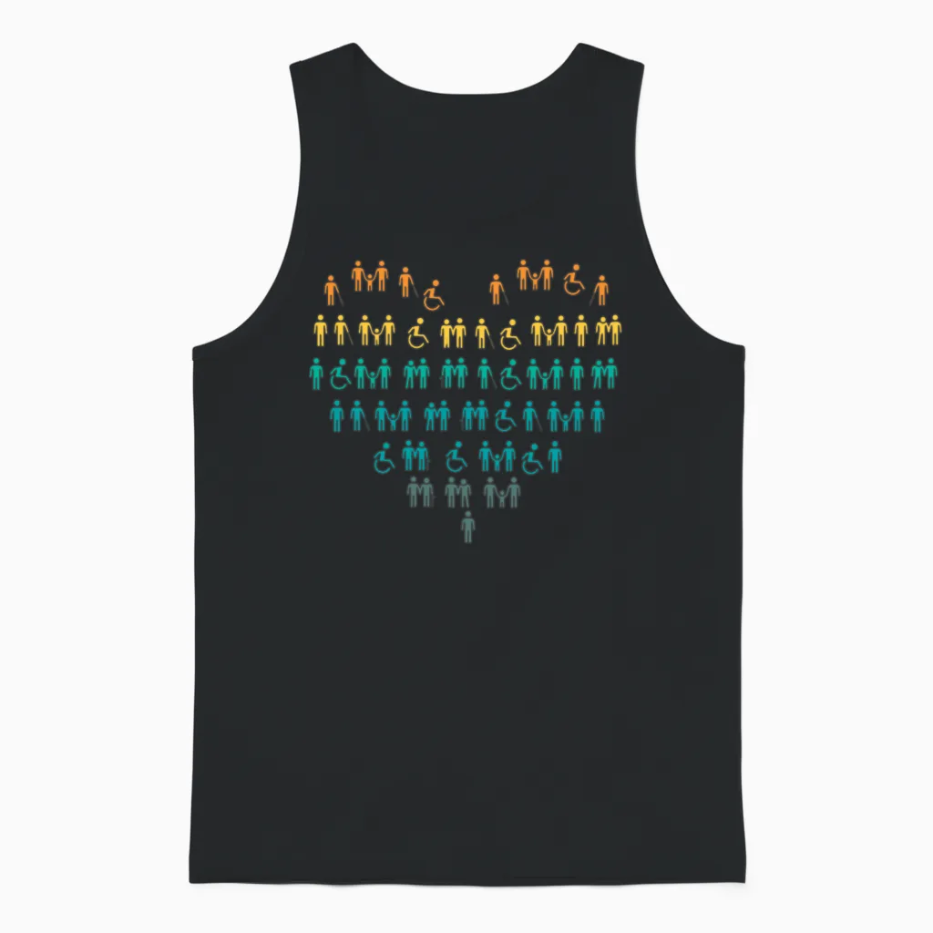Wheelchair Heart Unisex Tank Top in Black