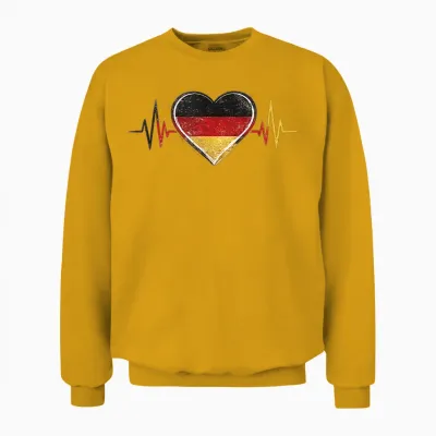Deutschland Herzschlag Herz Flagge Unisex Sweatshirt - Gold