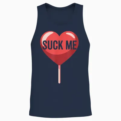 Suck Me Valentine T-Shirt, Black, S Unisex Tank Top - Navy