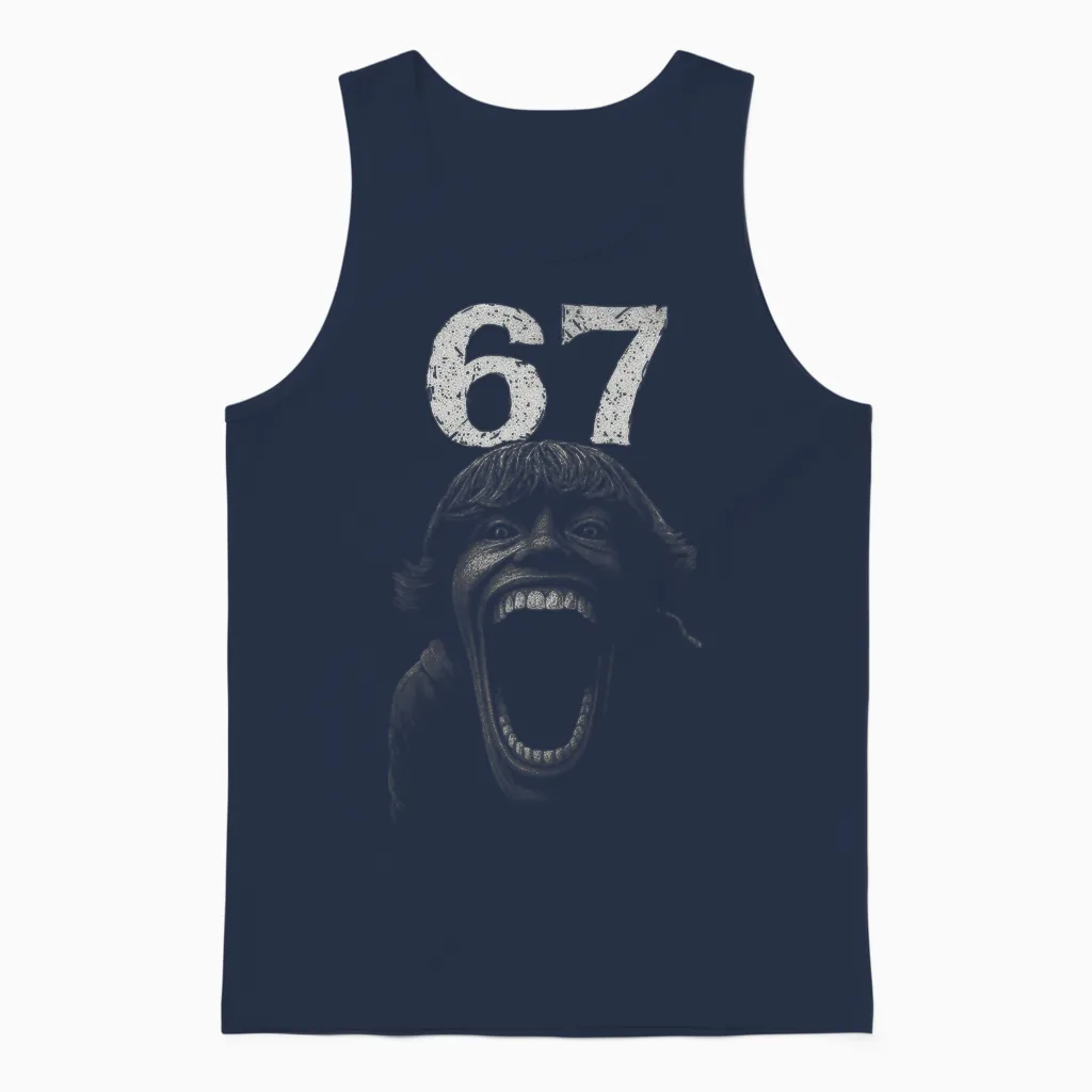 Halloween 67 Scp Horror Face Scary Costume Shirt Horror 6 7 Unisex Tank Top in Navy