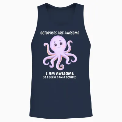 Cute Smiling Lila Octopus Unisex Tank Top - Navy