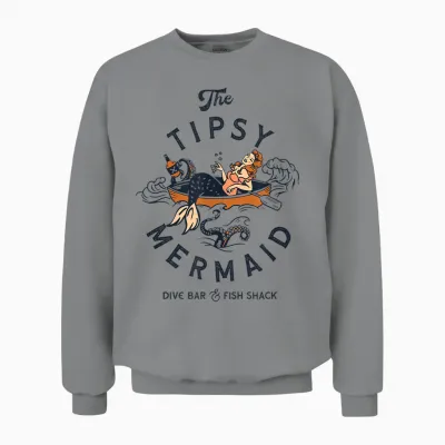 The Tipsy Mermaid Dive Bar & Fish Shack: Vintage Pinup Art Unisex Sweatshirt - Sport Grey