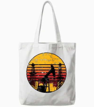 Retro Drilling Oil Rig - Retro Tote Bags - White