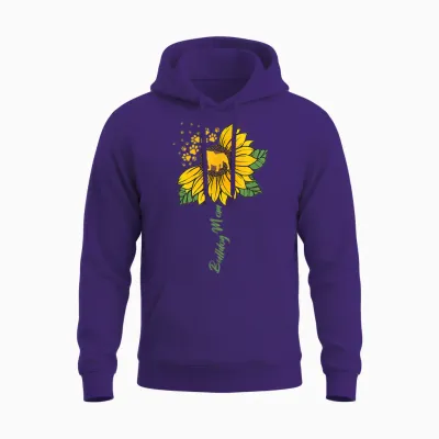 Bulldog Mom Sunflower English Bulldog Lover Gifts Dog Mama Unisex Hoodie - Purple